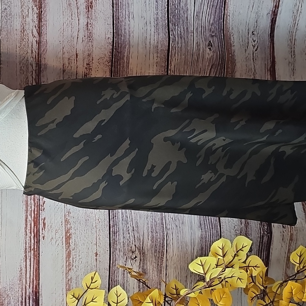 NEW SANCTUARY ARMY GREEN CAMO A-LINE MIDI SLIP-SKIRT - Picture 2 of 9